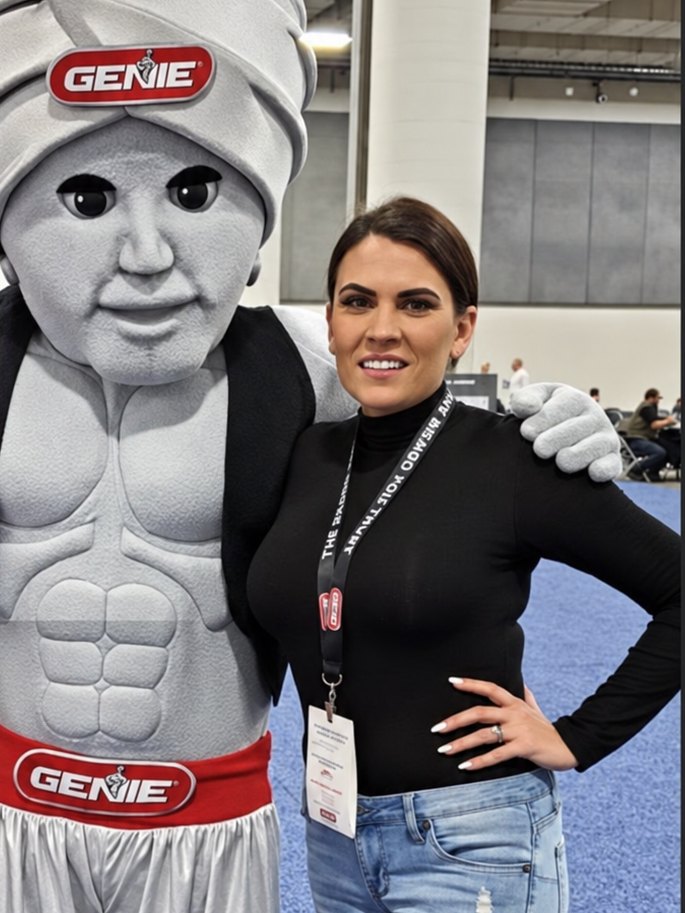 Kristina Schussler, founder of McKinney Garage Doors, at the IDA Expo garage door trade show