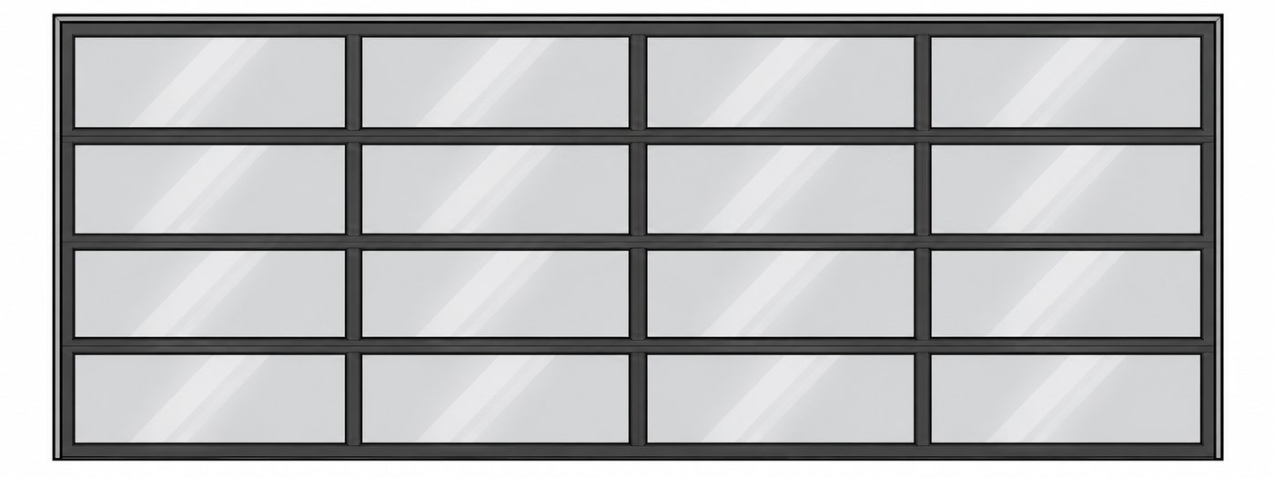Full-view aluminum and glass garage door